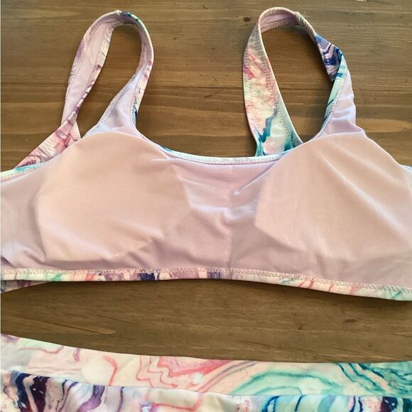 ENVYA SIZE LARGE MARBLE 2 PIECE BIKINI HIGH WAISTED TANK - Picture 4 of 7